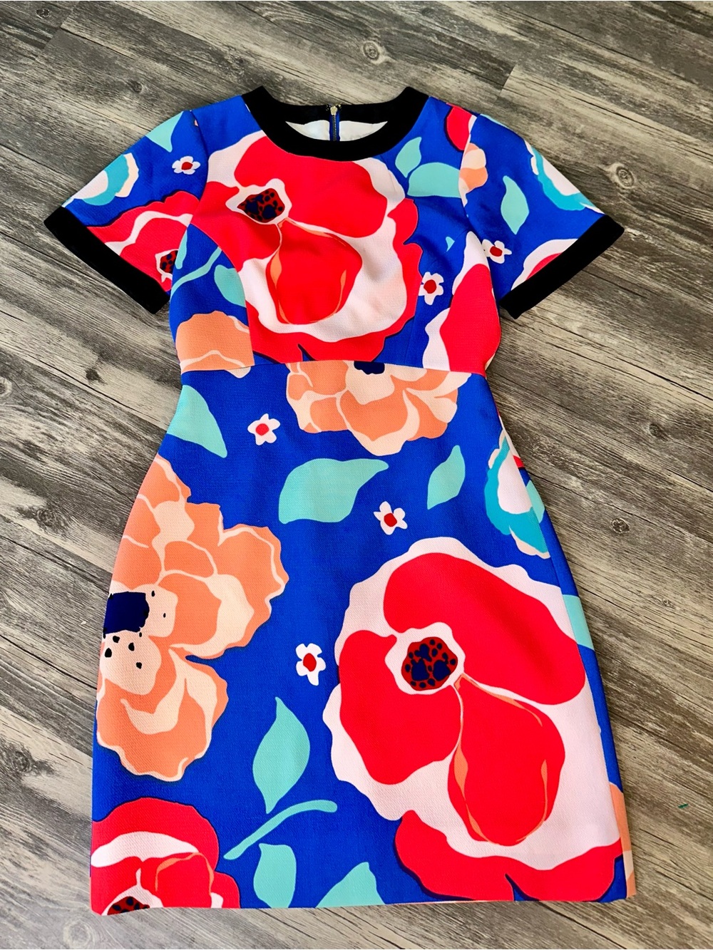 Kate Spade Jaq Dive Right In Floral Sheath Dress Blue Poppy Print Size 0